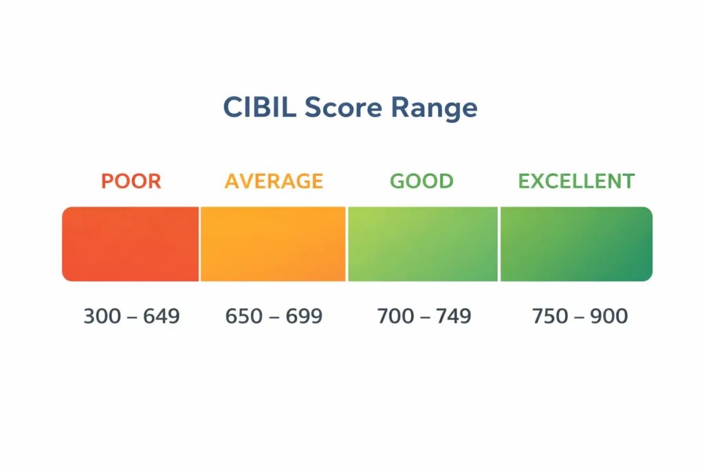 cibil score range chart india 300 to 900 explained