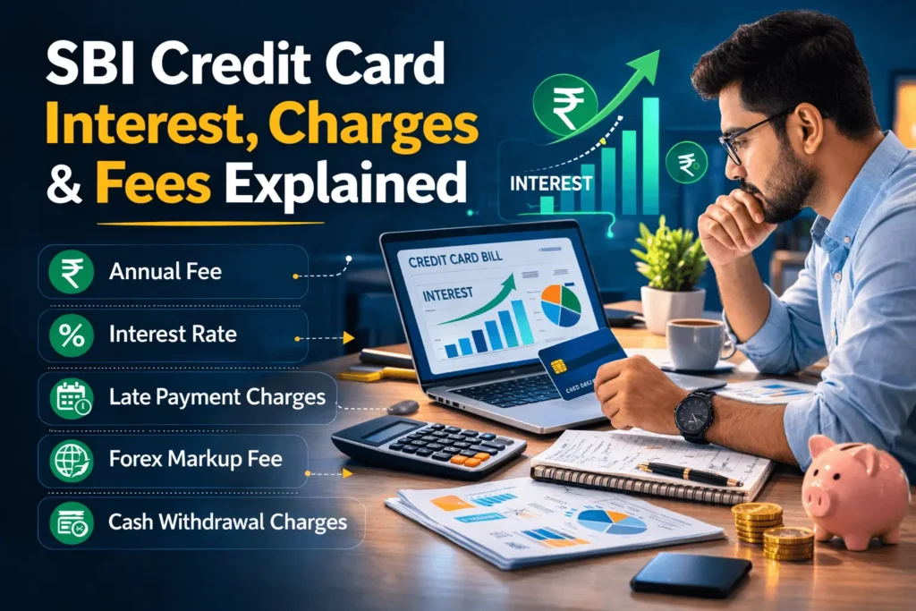 sbi credit card interest rate and late payment charges concept